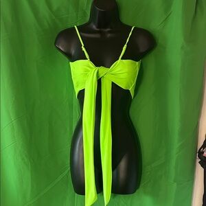 Neon Green Tie-Front Bikini  Top